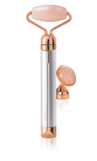 Electric Vibrating Natural Rose Quartz Jade Facial Roller 3