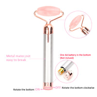 Electric Vibrating Natural Rose Quartz Jade Facial Roller 5