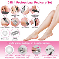 17Pcs Electric Foot Callus Remover With Vacuum Foot Grinder Rechargeable Foot File Dead Skin Pedicure Machine With 3 Grinding Heads 2 Speeds Foot Care Tool 6